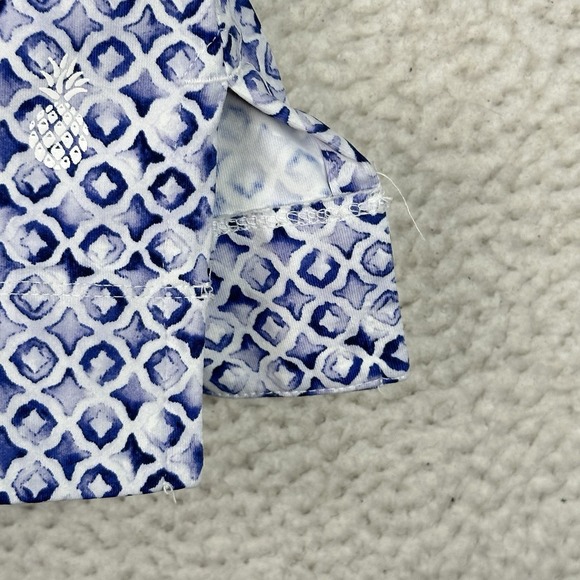 Tommy Bahama IslandZone Womens Tunic Top Blue White Geometric Split Neck M‎ - Picture 8 of 12
